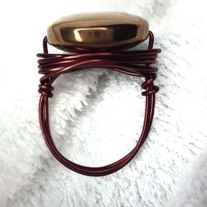 $18 * HANDMADE RING  *  bronze button ring, EUC